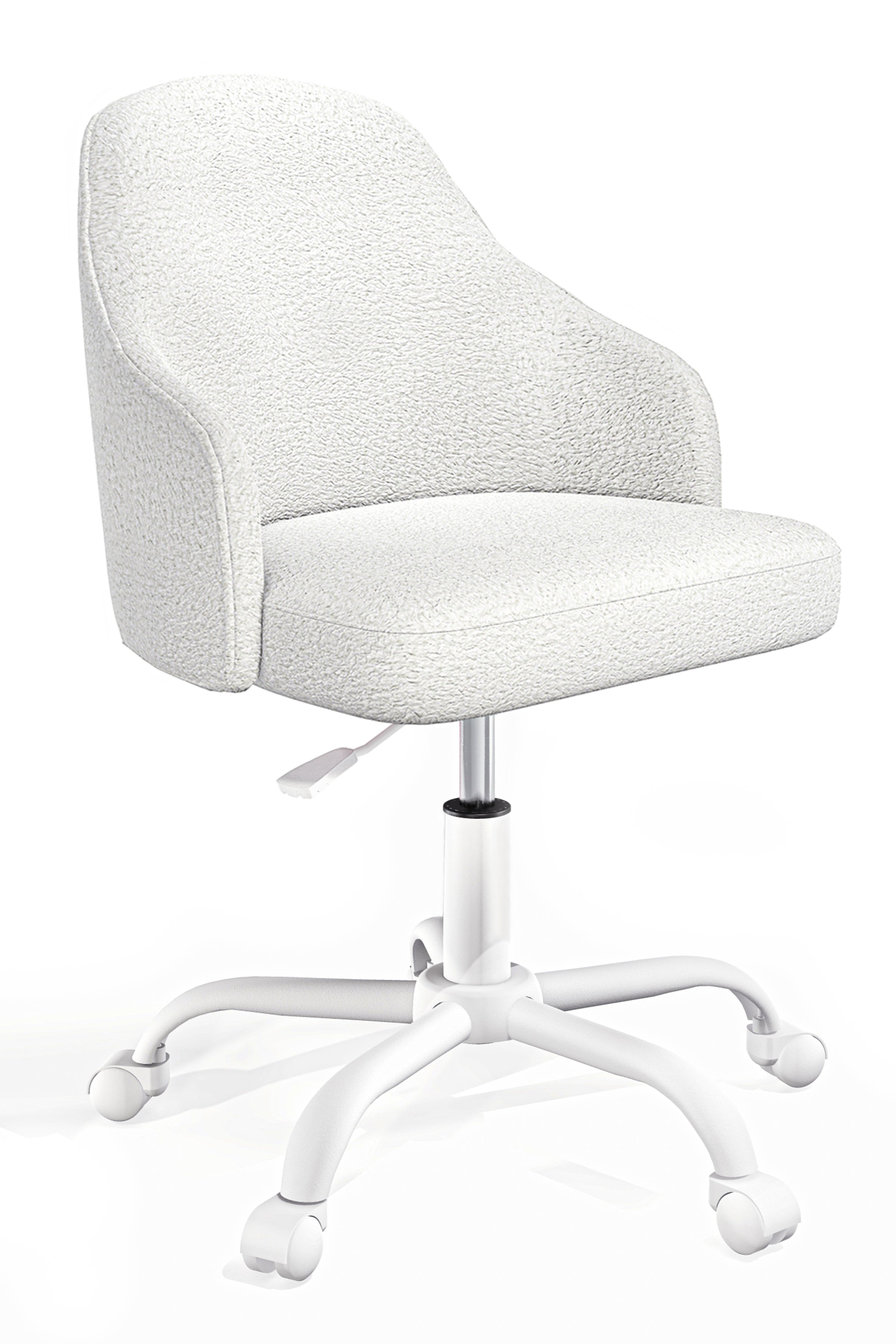 Louis Teddy Kumaş - Çocuk Çalışma Sandalyesi (Ekru - Krom Ayak)