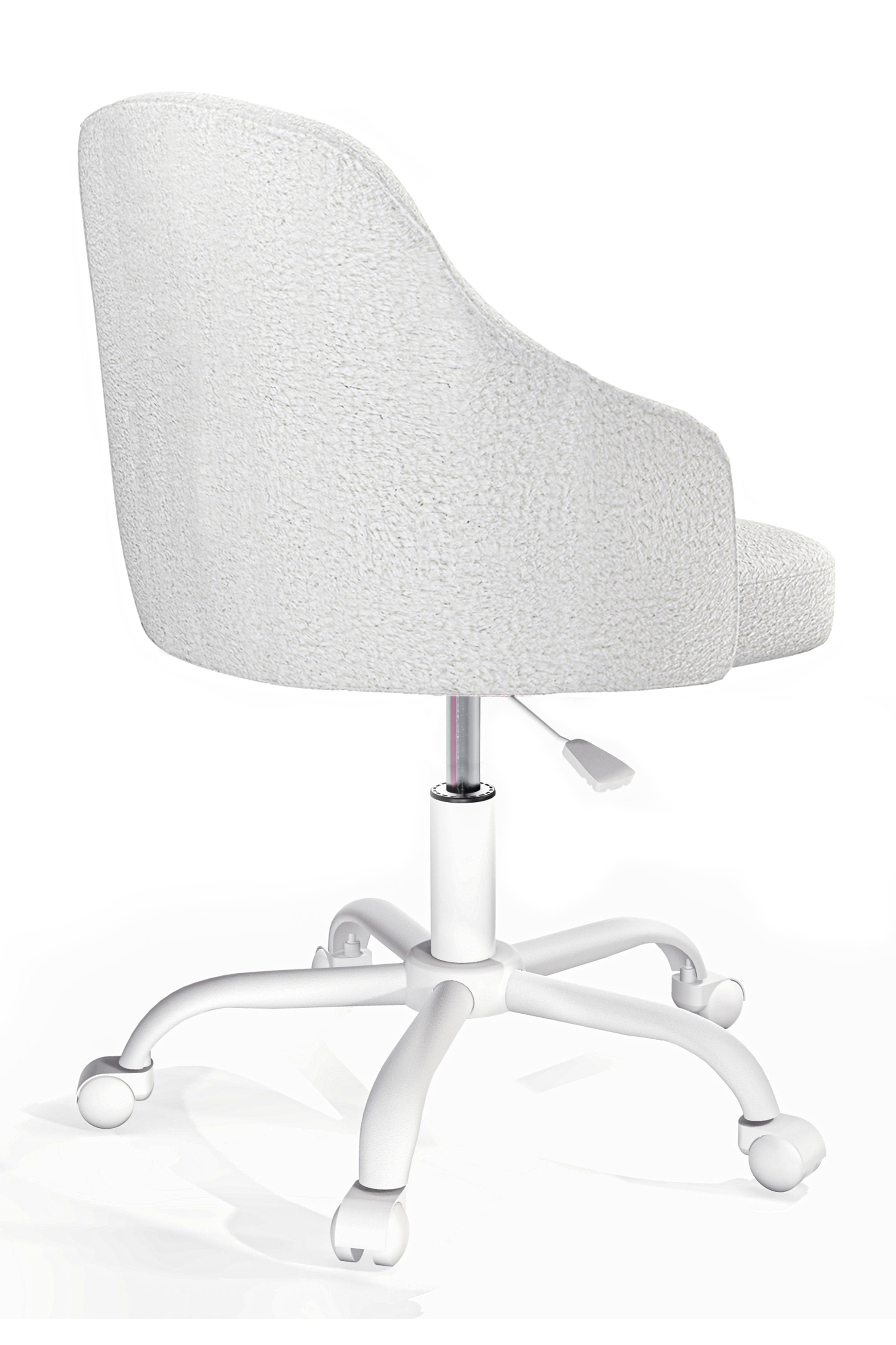 Louis Teddy Kumaş - Çocuk Çalışma Sandalyesi (Ekru - Krom Ayak)