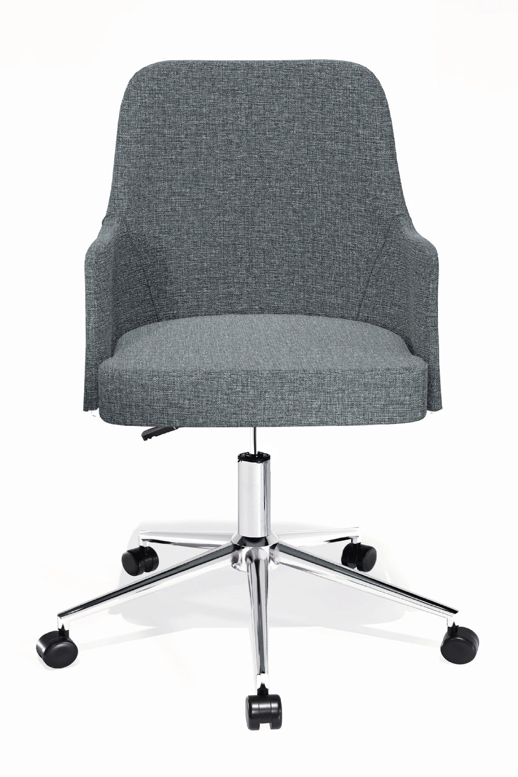 Louis Çalışma Sandalyesi – Silinebilir Keten Kumaş (Gri - Krom Ayak)