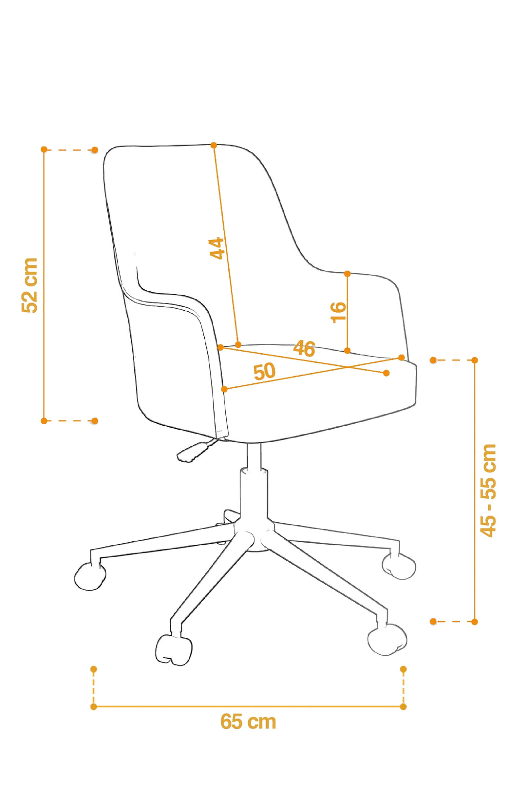 Louis çalışma sandalyesi ölçüleri ve teknik çizimi